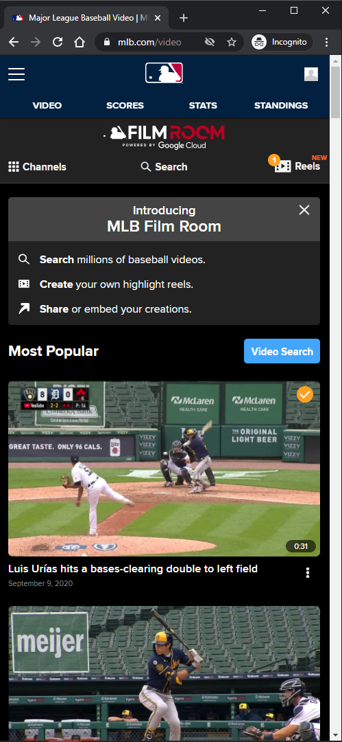 Major League Baseball Video Search, MLB Film Room